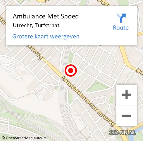 Locatie op kaart van de 112 melding: Ambulance Met Spoed Naar Utrecht, Turfstraat op 11 april 2018 17:42