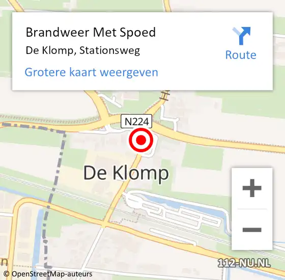 Locatie op kaart van de 112 melding: Brandweer Met Spoed Naar De Klomp, Stationsweg op 11 april 2018 17:53