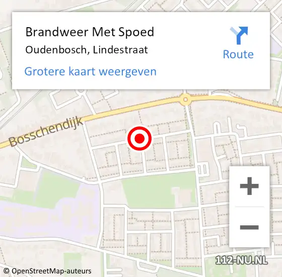 Locatie op kaart van de 112 melding: Brandweer Met Spoed Naar Oudenbosch, Lindestraat op 11 april 2018 17:59