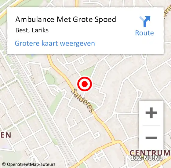 Locatie op kaart van de 112 melding: Ambulance Met Grote Spoed Naar Best, Lariks op 11 april 2018 18:03