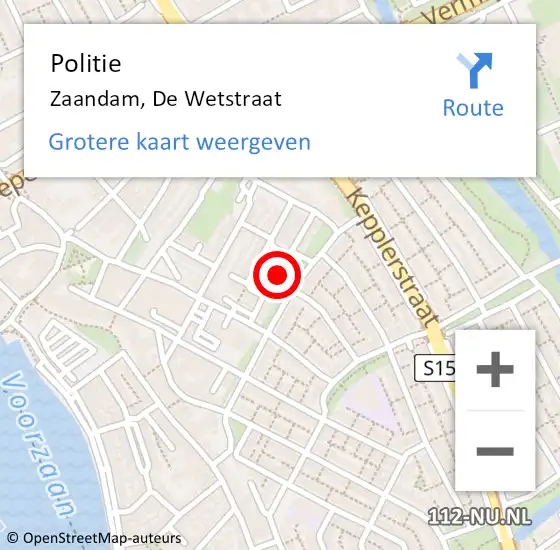 Locatie op kaart van de 112 melding: Politie Zaandam, De Wetstraat op 11 april 2018 18:05