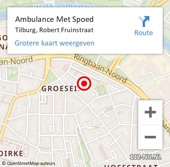 Locatie op kaart van de 112 melding: Ambulance Met Spoed Naar Tilburg, Robert Fruinstraat op 11 april 2018 18:06