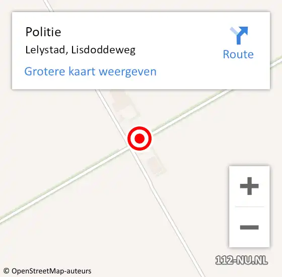 Locatie op kaart van de 112 melding: Politie Lelystad, Lisdoddeweg op 11 april 2018 18:13