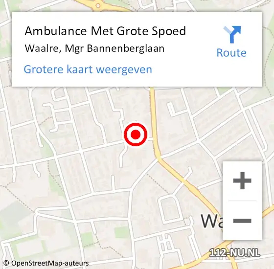 Locatie op kaart van de 112 melding: Ambulance Met Grote Spoed Naar Waalre, Mgr Bannenberglaan op 11 april 2018 18:15