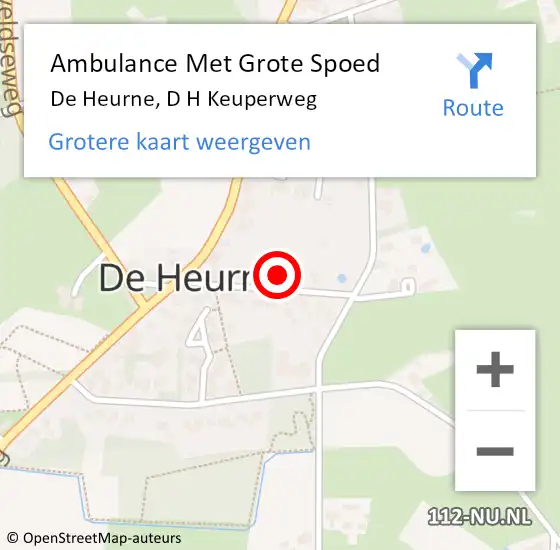 Locatie op kaart van de 112 melding: Ambulance Met Grote Spoed Naar De Heurne, D H Keuperweg op 11 april 2018 19:07