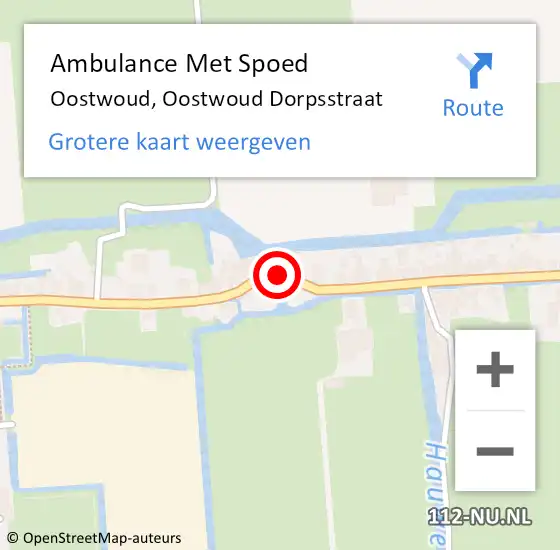 Locatie op kaart van de 112 melding: Ambulance Met Spoed Naar Oostwoud, Oostwoud Dorpsstraat op 11 april 2018 19:34