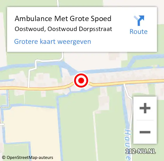 Locatie op kaart van de 112 melding: Ambulance Met Grote Spoed Naar Oostwoud, Oostwoud Dorpsstraat op 11 april 2018 19:37