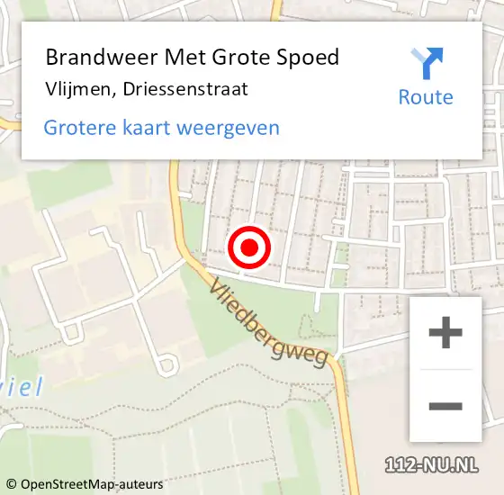 Locatie op kaart van de 112 melding: Brandweer Met Grote Spoed Naar Vlijmen, Driessenstraat op 11 april 2018 20:25