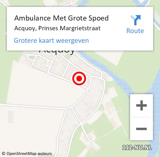 Locatie op kaart van de 112 melding: Ambulance Met Grote Spoed Naar Acquoy, Prinses Margrietstraat op 11 april 2018 20:40