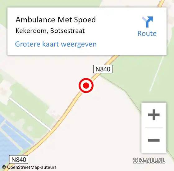 Locatie op kaart van de 112 melding: Ambulance Met Spoed Naar Kekerdom, Botsestraat op 11 april 2018 20:44