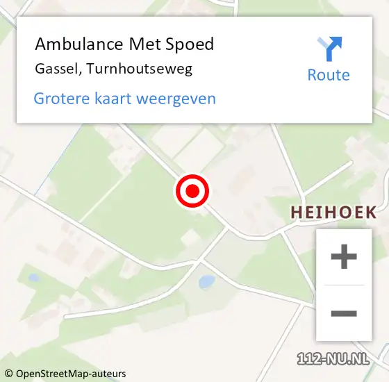 Locatie op kaart van de 112 melding: Ambulance Met Spoed Naar Gassel, Turnhoutseweg op 11 april 2018 20:45