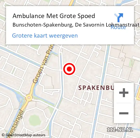 Locatie op kaart van de 112 melding: Ambulance Met Grote Spoed Naar Bunschoten-Spakenburg, De Savornin Lohmanstraat op 11 april 2018 20:54