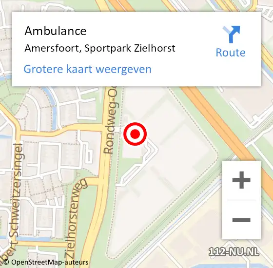 Locatie op kaart van de 112 melding: Ambulance Amersfoort, Sportpark Zielhorst op 11 april 2018 21:02