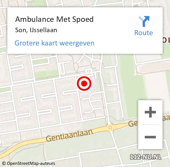 Locatie op kaart van de 112 melding: Ambulance Met Spoed Naar Son, IJssellaan op 11 april 2018 21:17