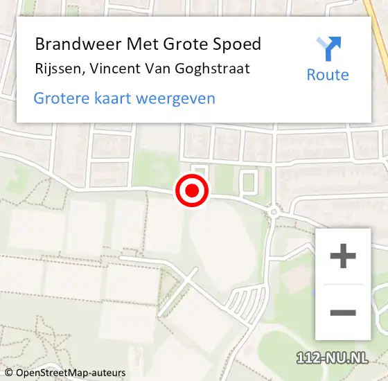 Locatie op kaart van de 112 melding: Brandweer Met Grote Spoed Naar Rijssen, Vincent Van Goghstraat op 11 april 2018 21:54