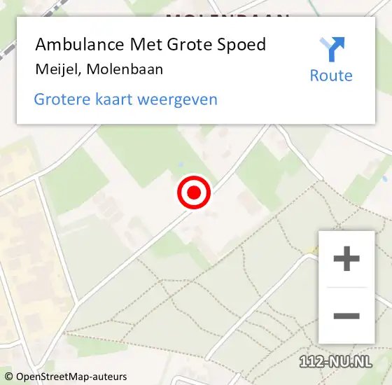 Locatie op kaart van de 112 melding: Ambulance Met Grote Spoed Naar Meijel, Molenbaan op 11 april 2018 21:54