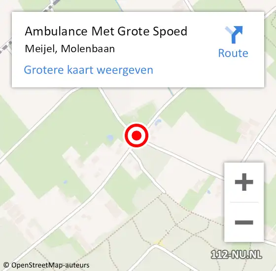 Locatie op kaart van de 112 melding: Ambulance Met Grote Spoed Naar Meijel, Molenbaan op 11 april 2018 21:55