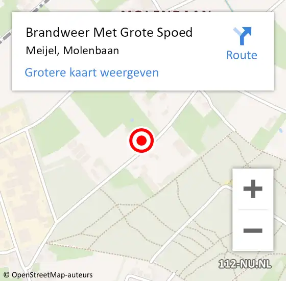 Locatie op kaart van de 112 melding: Brandweer Met Grote Spoed Naar Meijel, Molenbaan op 11 april 2018 21:56