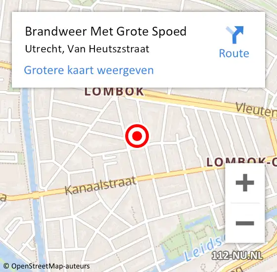 Locatie op kaart van de 112 melding: Brandweer Met Grote Spoed Naar Utrecht, Van Heutszstraat op 11 april 2018 22:19