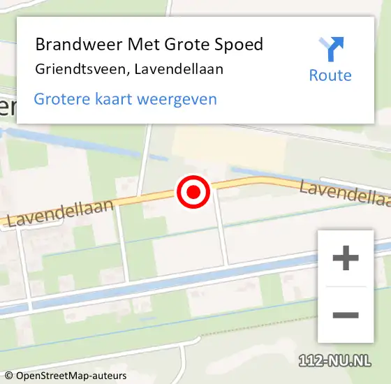 Locatie op kaart van de 112 melding: Brandweer Met Grote Spoed Naar Griendtsveen, Lavendellaan op 11 april 2018 22:33