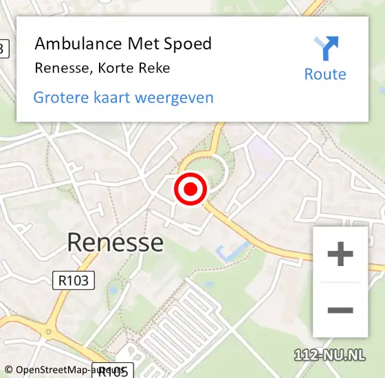 Locatie op kaart van de 112 melding: Ambulance Met Spoed Naar Renesse, Korte Reke op 11 april 2018 23:08