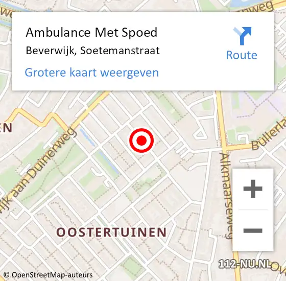 Locatie op kaart van de 112 melding: Ambulance Met Spoed Naar Beverwijk, Soetemanstraat op 11 april 2018 23:41