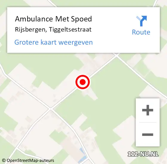 Locatie op kaart van de 112 melding: Ambulance Met Spoed Naar Rijsbergen, Tiggeltsestraat op 12 april 2018 00:53