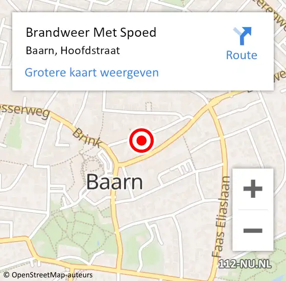 Locatie op kaart van de 112 melding: Brandweer Met Spoed Naar Baarn, Hoofdstraat op 12 april 2018 00:56