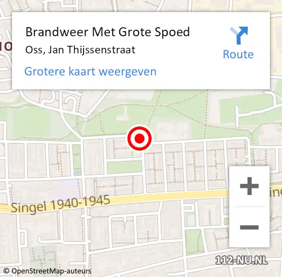 Locatie op kaart van de 112 melding: Brandweer Met Grote Spoed Naar Oss, Jan Thijssenstraat op 12 april 2018 02:59