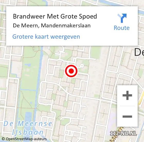 Locatie op kaart van de 112 melding: Brandweer Met Grote Spoed Naar De Meern, Mandenmakerslaan op 12 april 2018 03:41