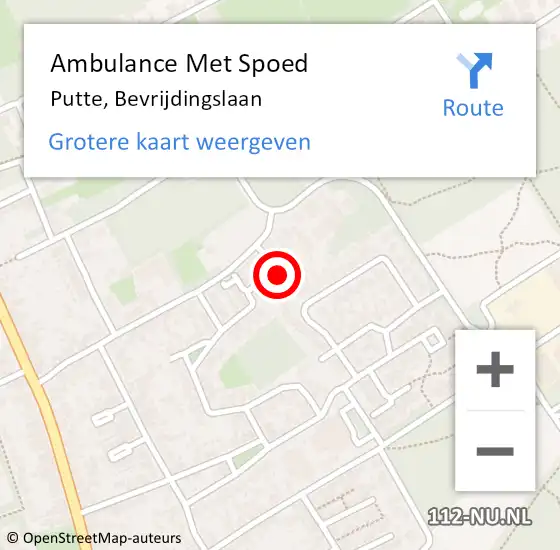 Locatie op kaart van de 112 melding: Ambulance Met Spoed Naar Putte, Bevrijdingslaan op 12 april 2018 05:12