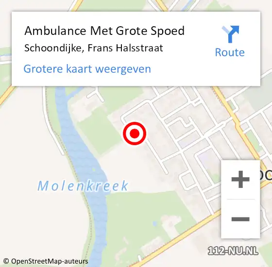 Locatie op kaart van de 112 melding: Ambulance Met Grote Spoed Naar Schoondijke, Frans Halsstraat op 12 april 2018 05:24