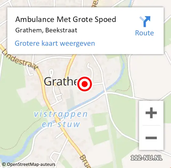 Locatie op kaart van de 112 melding: Ambulance Met Grote Spoed Naar Grathem, Beekstraat op 12 april 2018 07:22