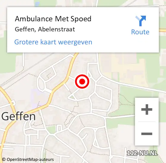 Locatie op kaart van de 112 melding: Ambulance Met Spoed Naar Geffen, Abelenstraat op 12 april 2018 07:48