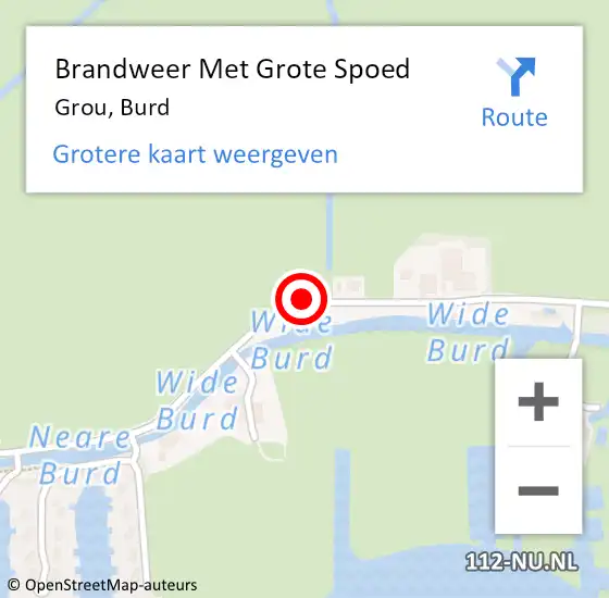 Locatie op kaart van de 112 melding: Brandweer Met Grote Spoed Naar Grou, Burd op 12 april 2018 08:10