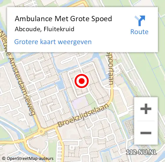 Locatie op kaart van de 112 melding: Ambulance Met Grote Spoed Naar Abcoude, Fluitekruid op 12 april 2018 08:27