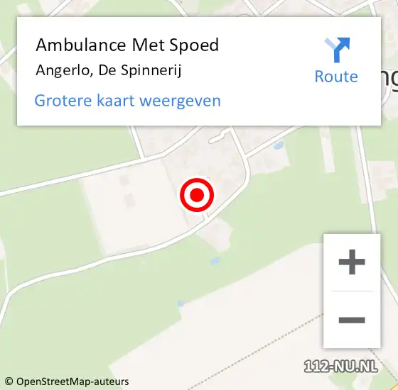 Locatie op kaart van de 112 melding: Ambulance Met Spoed Naar Angerlo, De Spinnerij op 12 april 2018 08:43