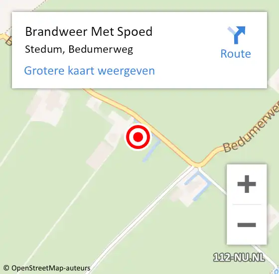 Locatie op kaart van de 112 melding: Brandweer Met Spoed Naar Stedum, Bedumerweg op 12 april 2018 08:44