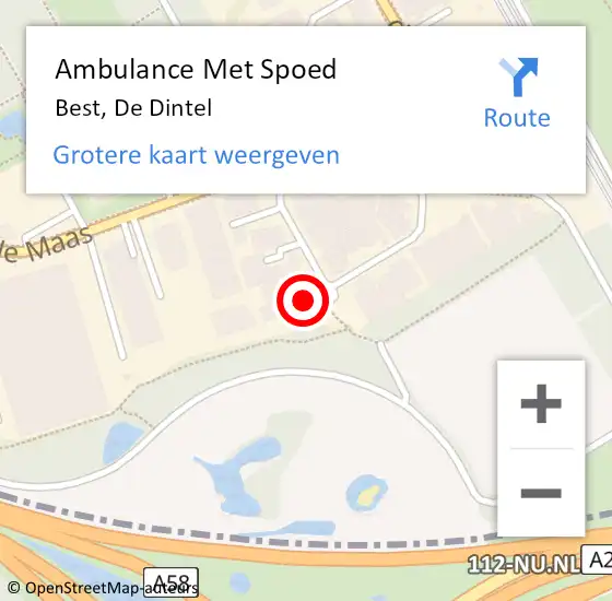 Locatie op kaart van de 112 melding: Ambulance Met Spoed Naar Best, De Dintel op 12 april 2018 08:53