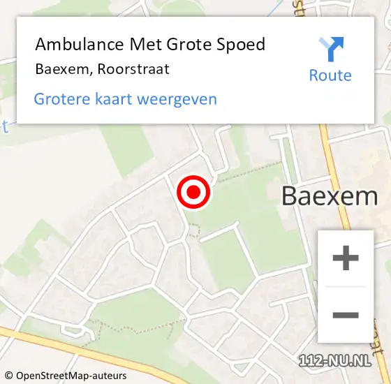 Locatie op kaart van de 112 melding: Ambulance Met Grote Spoed Naar Baexem, Roorstraat op 12 april 2018 09:11