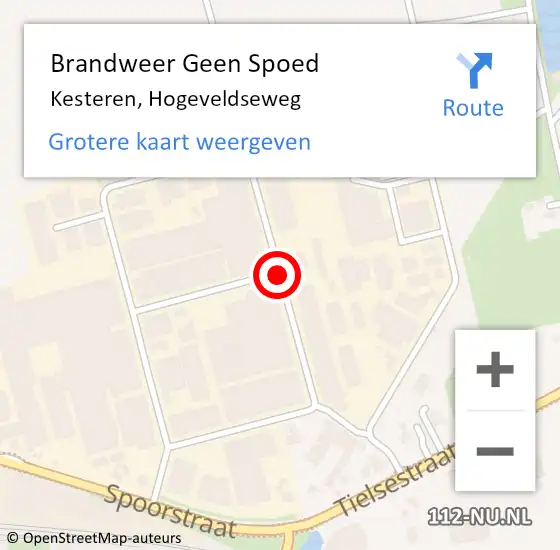 Locatie op kaart van de 112 melding: Brandweer Geen Spoed Naar Kesteren, Hogeveldseweg op 12 april 2018 09:38