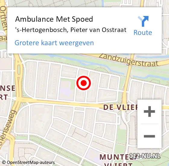 Locatie op kaart van de 112 melding: Ambulance Met Spoed Naar 's-Hertogenbosch, Pieter van Osstraat op 12 april 2018 10:38