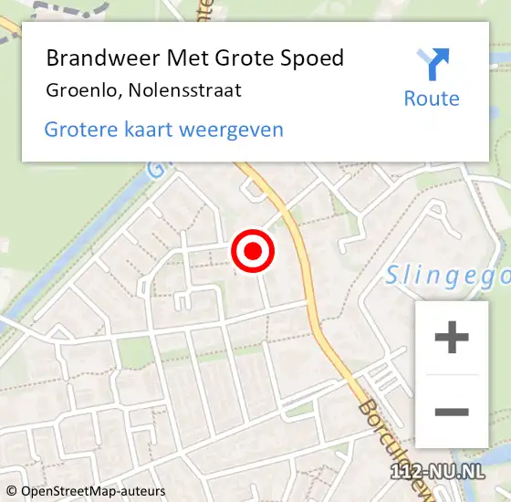 Locatie op kaart van de 112 melding: Brandweer Met Grote Spoed Naar Groenlo, Nolensstraat op 21 februari 2014 20:51