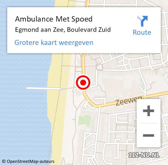 Locatie op kaart van de 112 melding: Ambulance Met Spoed Naar Egmond aan Zee, Boulevard Zuid op 12 april 2018 11:27