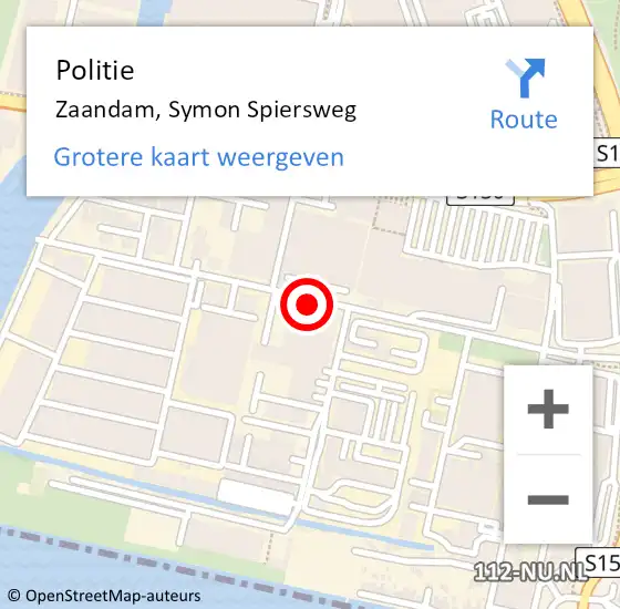 Locatie op kaart van de 112 melding: Politie Zaandam, Symon Spiersweg op 12 april 2018 11:36
