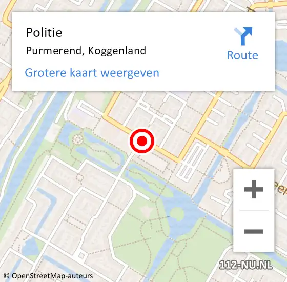 Locatie op kaart van de 112 melding: Politie Purmerend, Koggenland op 12 april 2018 11:43