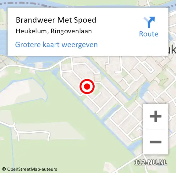 Locatie op kaart van de 112 melding: Brandweer Met Spoed Naar Heukelum, Ringovenlaan op 12 april 2018 12:07