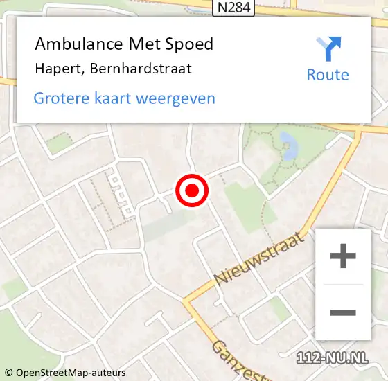 Locatie op kaart van de 112 melding: Ambulance Met Spoed Naar Hapert, Bernhardstraat op 12 april 2018 12:09