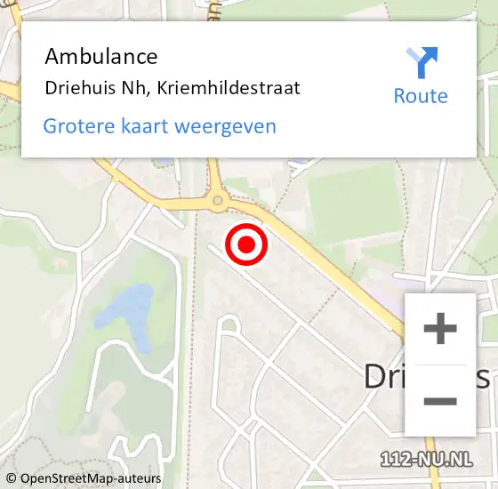 Locatie op kaart van de 112 melding: Ambulance Driehuis Nh, Kriemhildestraat op 12 april 2018 12:45