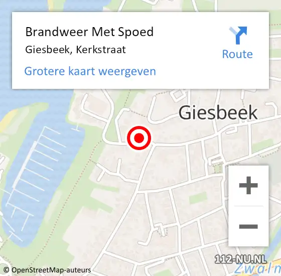 Locatie op kaart van de 112 melding: Brandweer Met Spoed Naar Giesbeek, Kerkstraat op 12 april 2018 12:52